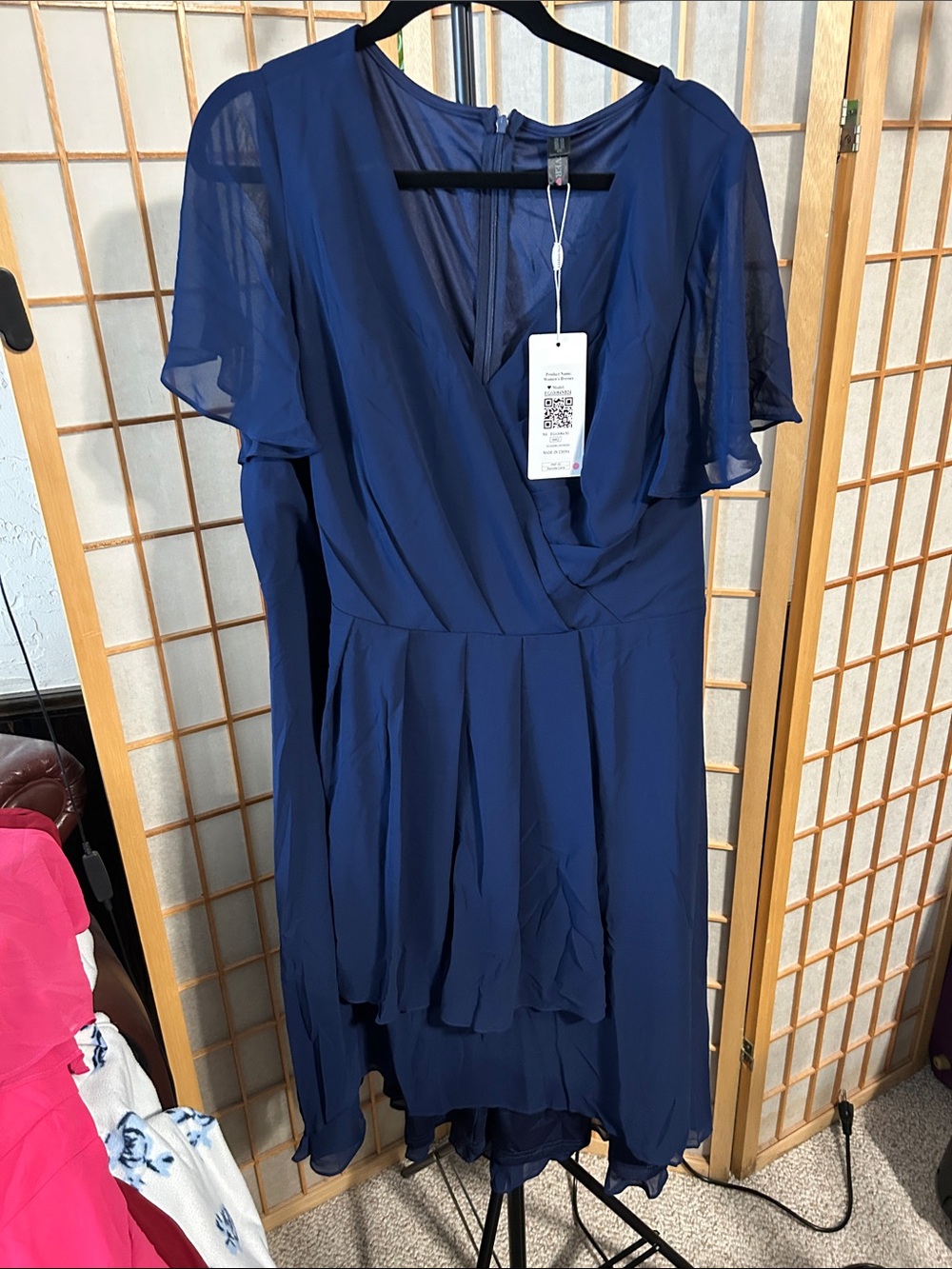 Ever Pretty Chiffon Elegant Navy Blue Women's Wrap-Front Dress